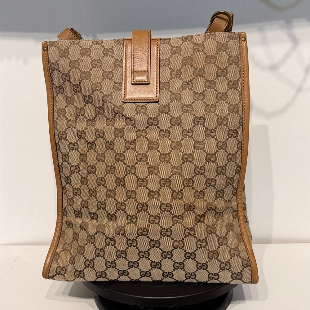 Gucci Tan and Brown Monogram Tote - Picture 6 of 14